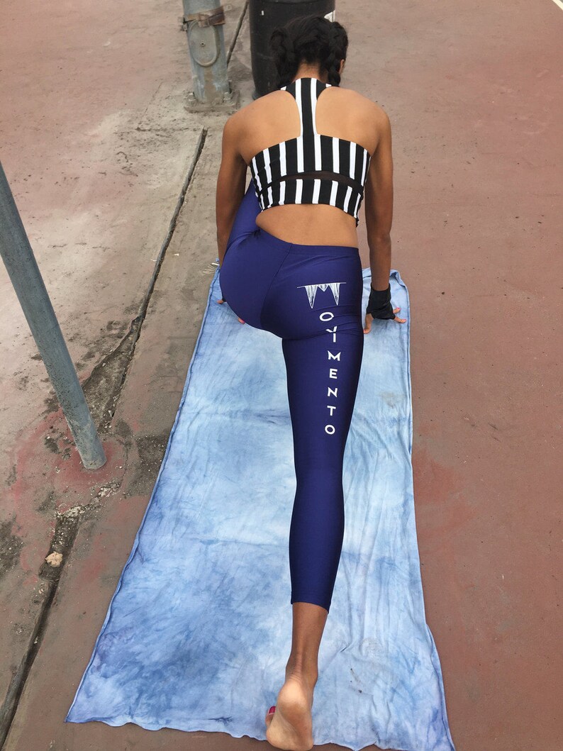 MOVIMENTO-Apparel poly/nylon high waisted Navallogo dancer legging. Made in Los Angeles. Ready to ship image 2