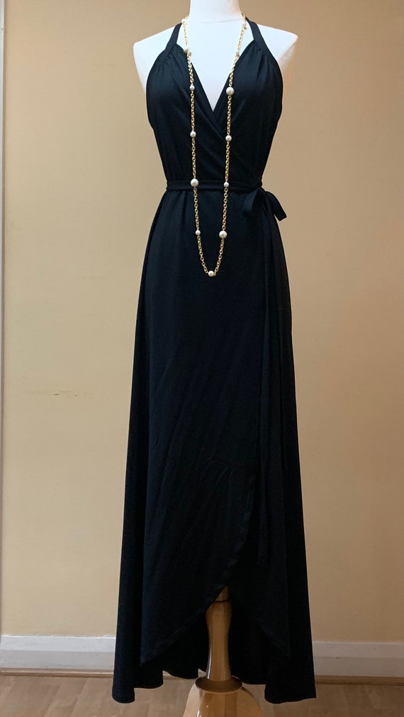 1990’s Black Wrap Dress - image 1