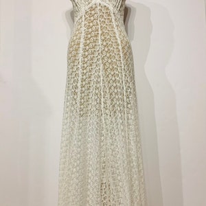1930’s Authentic Art Deco White Lace Vintage Couture Long  Luxury Wedding Bridal Dress.