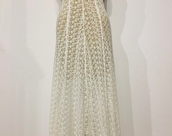 1930’s Authentic Art Deco White Lace Vintage Couture Long  Luxury Wedding Bridal Dress.