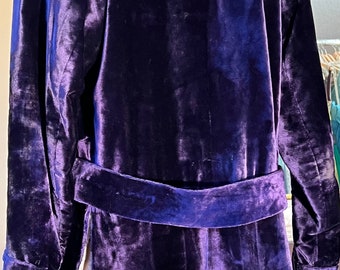 1920s Great Gatsby Purple Silk Velvet Coat Silk Lined Made in France SzS