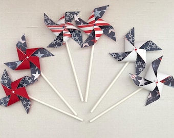 Stars and Stripes USA patriotic pinwheels | 4th of July event | red white and blue pinwheels | My little firecracker