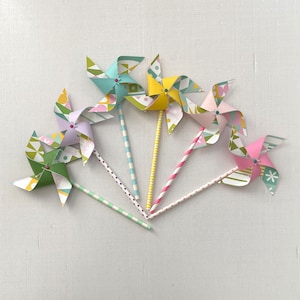 Small world paper pinwheels for birthday parties | Geometric patterns pinwheels