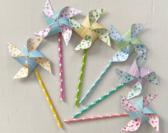 Bubbles and stripes colorful pinwheels Easter pinwheels