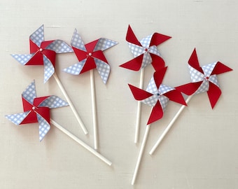 Boy birthday pinwheels | One little firecracker birthday, July 4th birthday | Red, blue and white pinwheels