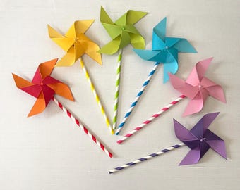 molinillos de papel de sorbete arcoíris