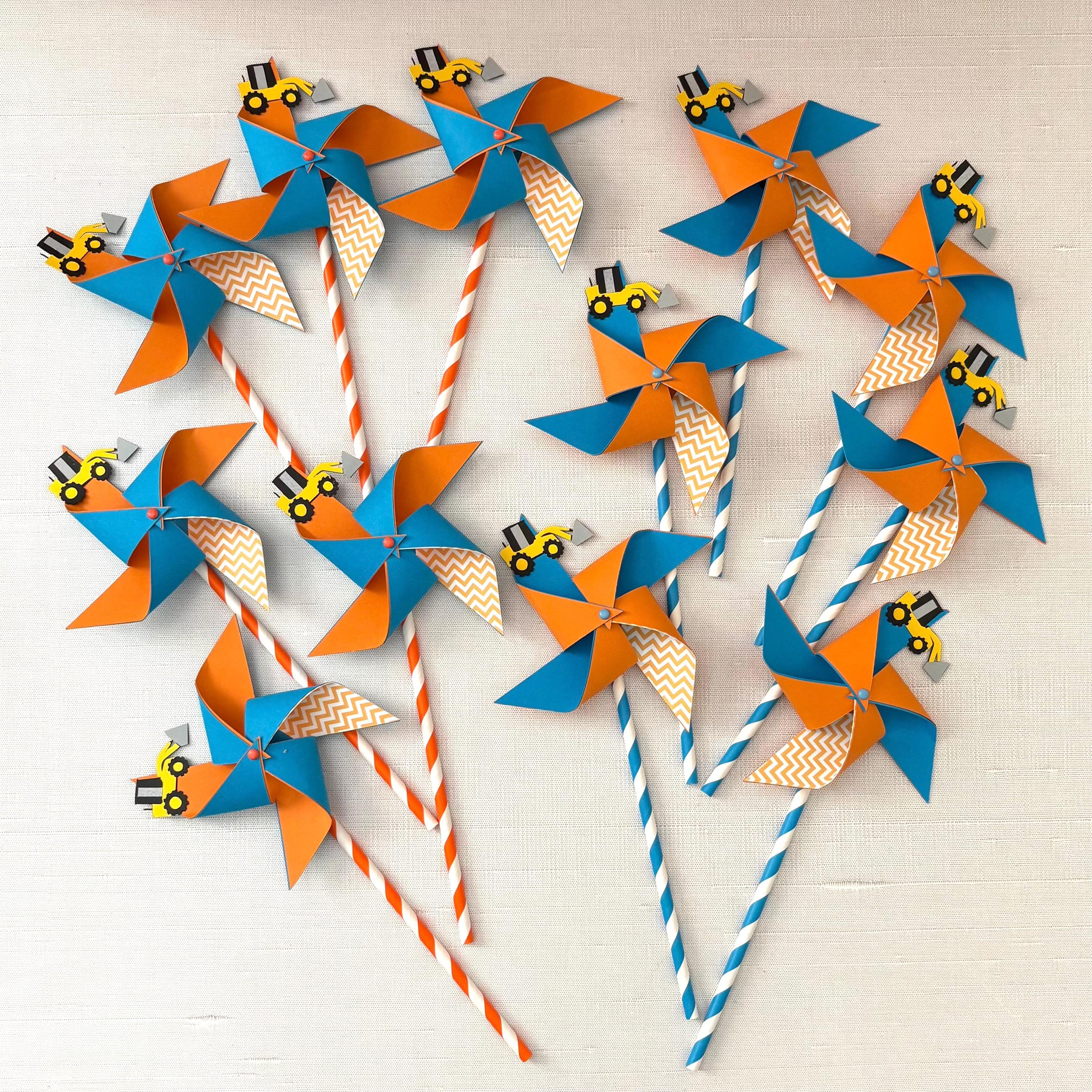 Orange and Blue Pinwheels Construction Party - Etsy