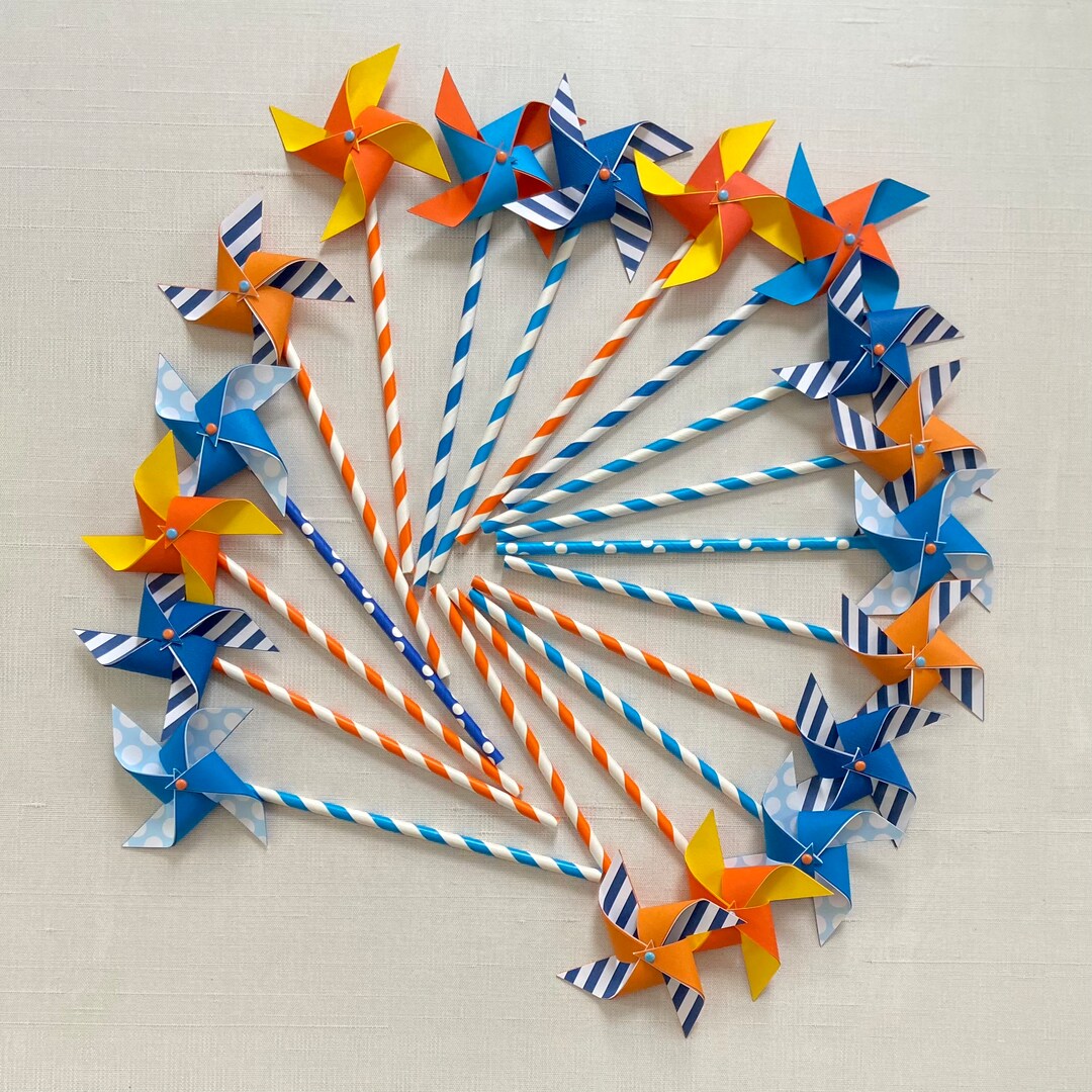 Orange and Blue Mini Pinwheels - Etsy