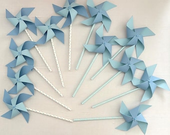 Retro blue pinwheels: Here comes the son, First trip around the sun, First birthday pinwheels, Baby showers