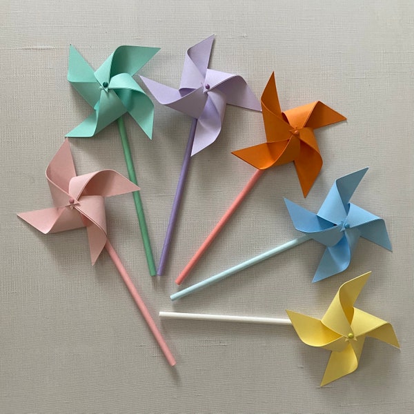 Solid pastels double layer spinning pinwheels