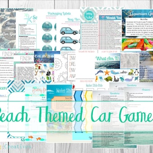 Beach Themed Car Games / Road Trip Games / Travel Games - Instant Download