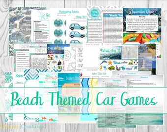 Beach Themed Car Games / Road Trip Games / Travel Games - Instant Download
