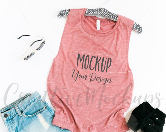 Download Mauve Marble Muscle Tank Mockup With Hanger Bella ...