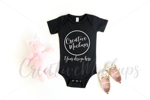 Bella Canvas Black Bodysuit Mockup 100b Baby Girl Bodysuit