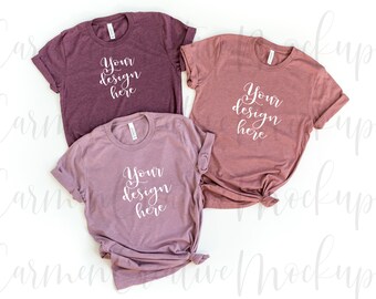 Bella Canvas Basic Multiple Shirts Mockup In Heather Etsy