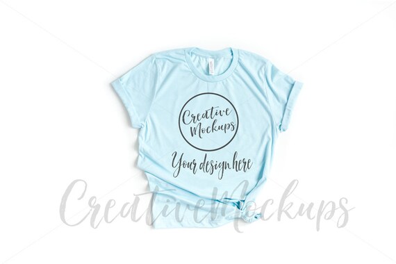 Bella Canvas Heather Ice Blue Basic Shirt Mockup 3001 Bella Canvas Heather Ice Blue Basic Shirt Mockup 3001