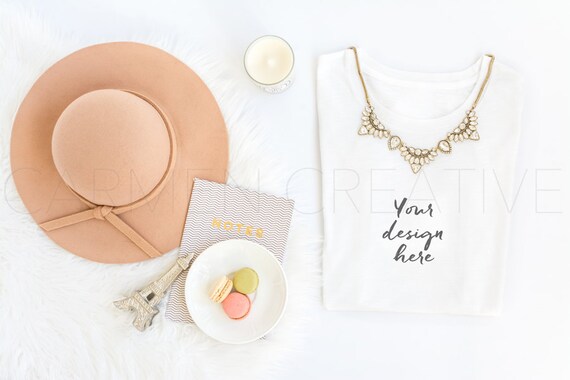 Folded White Shirt Mockup Styled Stock T-Shirt