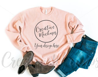 Bella And Canvas Peach Unisex Drop Shoulder Fleece Sweatshirt Etsy