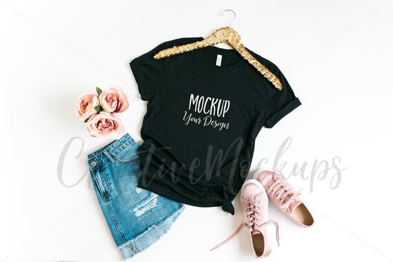 Bella And Canvas Black Shirt Mockup 3001 Bella