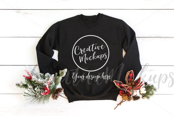 Black Christmas Unisex SweaT-Shirt Mockup Fleece Crew SweaT-Shirt