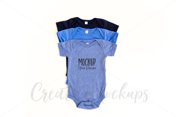 Bella And Canvas Shades Of Blue Baby Bodysuit Mockup