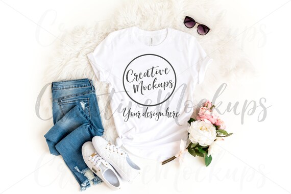 Bella  Canvas White Shirt Mockup 3001 Stylish