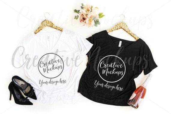 Bella  Canvas White And Black Shirt Mockups 8815