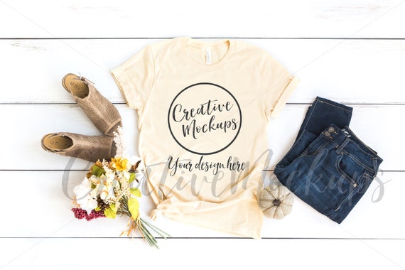 Bella Canvas Soft Cream Fall Shirt Mockup 3001 Bella Canvas Soft Cream Fall Shirt Mockup 3001