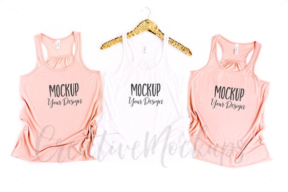 Bella Canvas Multiple Tank Top Mockup White And