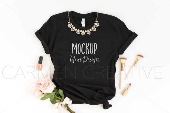 Bella  Canvas Black Shirt Mockup 3001 Bella