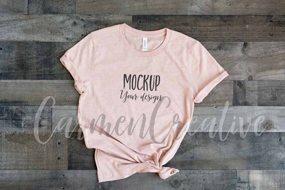 Bella  Canvas Heather Prism Peach Shirt Mockup 3001