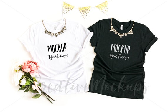 Bella And Canvas Black And White Shirt Mockup 3001