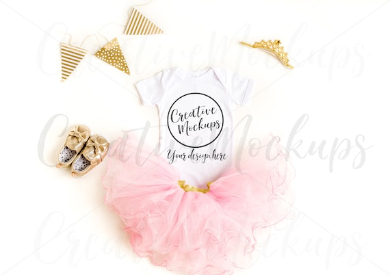 Pink Baby Girl Bodysuit Mockup 100b Princess Style Bodysuit