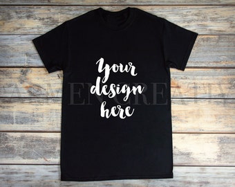 Download Black T-Shirt Mockup / Simple Flat Lay Tee Shirt Mockup ...