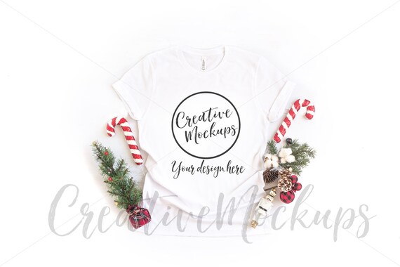 Bella Canvas Christmas White Shirt Mockup 3001 Holiday