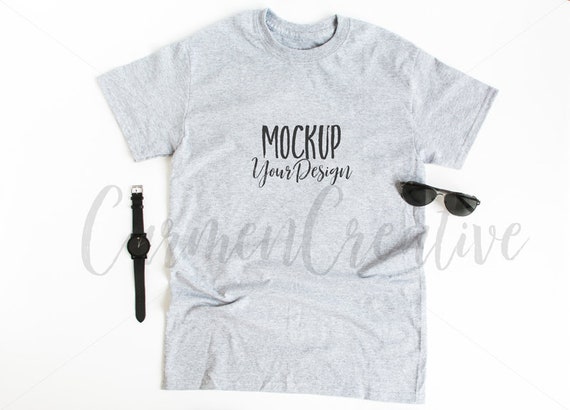 Gildan Simple Gray T-Shirt Mockup Masculine Apparel Mockup Gildan Simple Gray T-Shirt Mockup Masculine Apparel Mockup