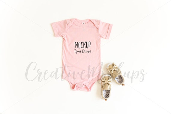 Bella And Canvas Pink Baby Bodysuit Mockup Pink Bella And Canvas Pink Baby Bodysuit Mockup Pink