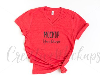 Download Bella Canvas Heather Red V Neck Mockup Bella Canvas 3005 Heather V Neck Shirt Mockup No Props Download Free Premium Psd Mockups PSD Mockup Templates