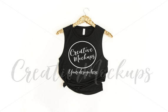 Bella  Canvas Black Muscle Tank Top Mockup