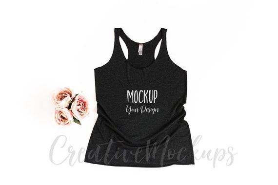 Next Level Basic Vintage Black Tank Top Mockup Next Level Basic Vintage Black Tank Top Mockup