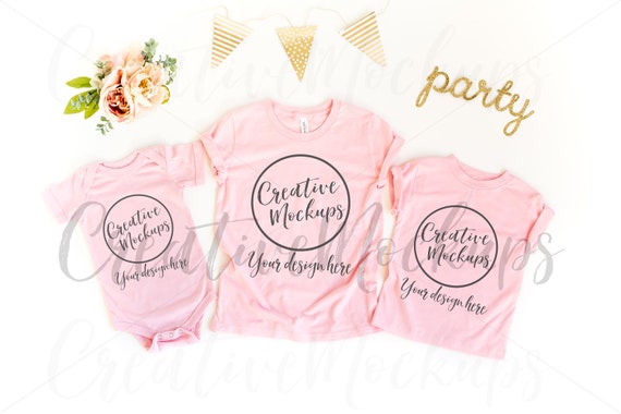 Pink Big Sister Little Sisters Shirt Mockup 3001y