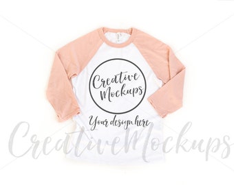 Bella And Canvas Christmas Red Raglan Shirt Mockup 3200 Etsy