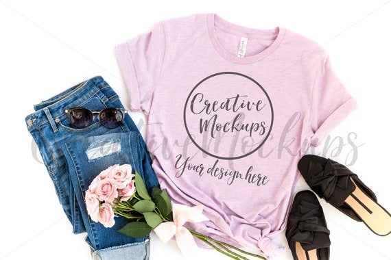 Bella Canvas Heather Prism Lilac 3001 Shirt Mockup Bella Canvas Heather Prism Lilac 3001 Shirt Mockup