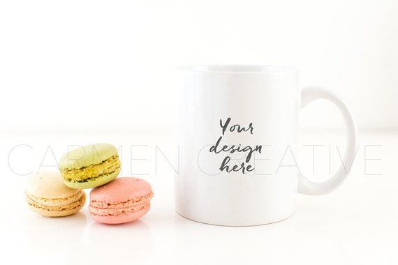 White Mug Mockup Mug Mockup With Macarons