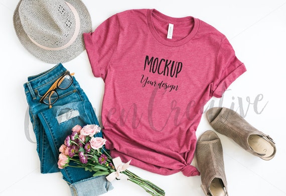 Bella And Canvas Raspberry 3001 Shirt Mockup Bella Bella And Canvas Raspberry 3001 Shirt Mockup Bella