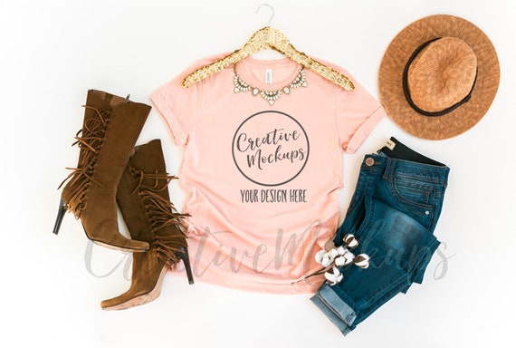 Bella And Canvas Heather Peach Shirt Mockup 3001 Bella And Canvas Heather Peach Shirt Mockup 3001