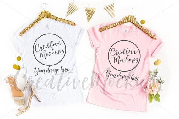 Bella And Canvas White And Pink Bachelorette Shirt Mockup