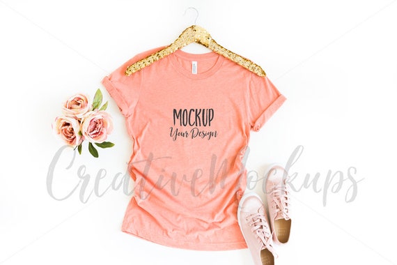 Bella And Canvas Heather Sunset-Shirt Mockup 3001 With