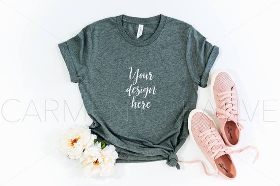 Bella And Canvas Heather Gray Unisex Shirt Mockup 3001