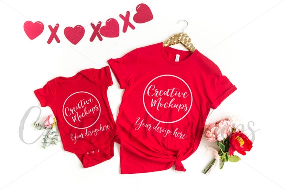 Mommy And Me Red Valentine Shirt Mockup Valentines